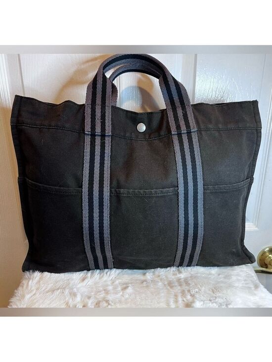 Hermes Handbags - HERMES FOURRE TOUT MM VINTAGE TOTE BAG CANVAS BLACK